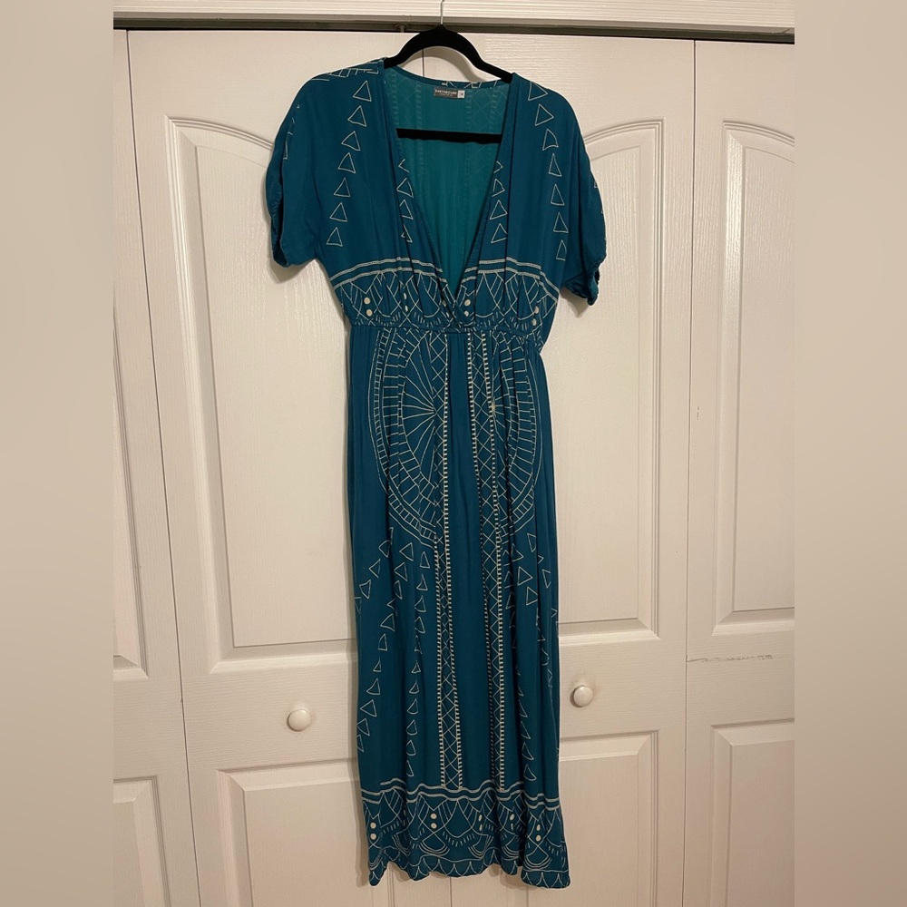 Teal Geometric Patterned Dress
